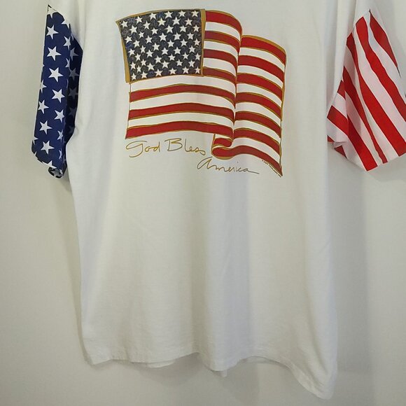 Vintage Patriotic Flag Graphic T-Shirt Men's XL LAT Sport Red White Blue USA - Picture 2 of 11
